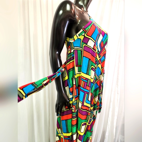 Custom Cut & Sewn - Colorful Geometric Dress with Sash - Picture 8 of 16